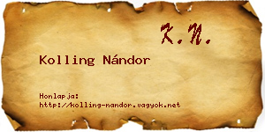 Kolling Nándor névjegykártya